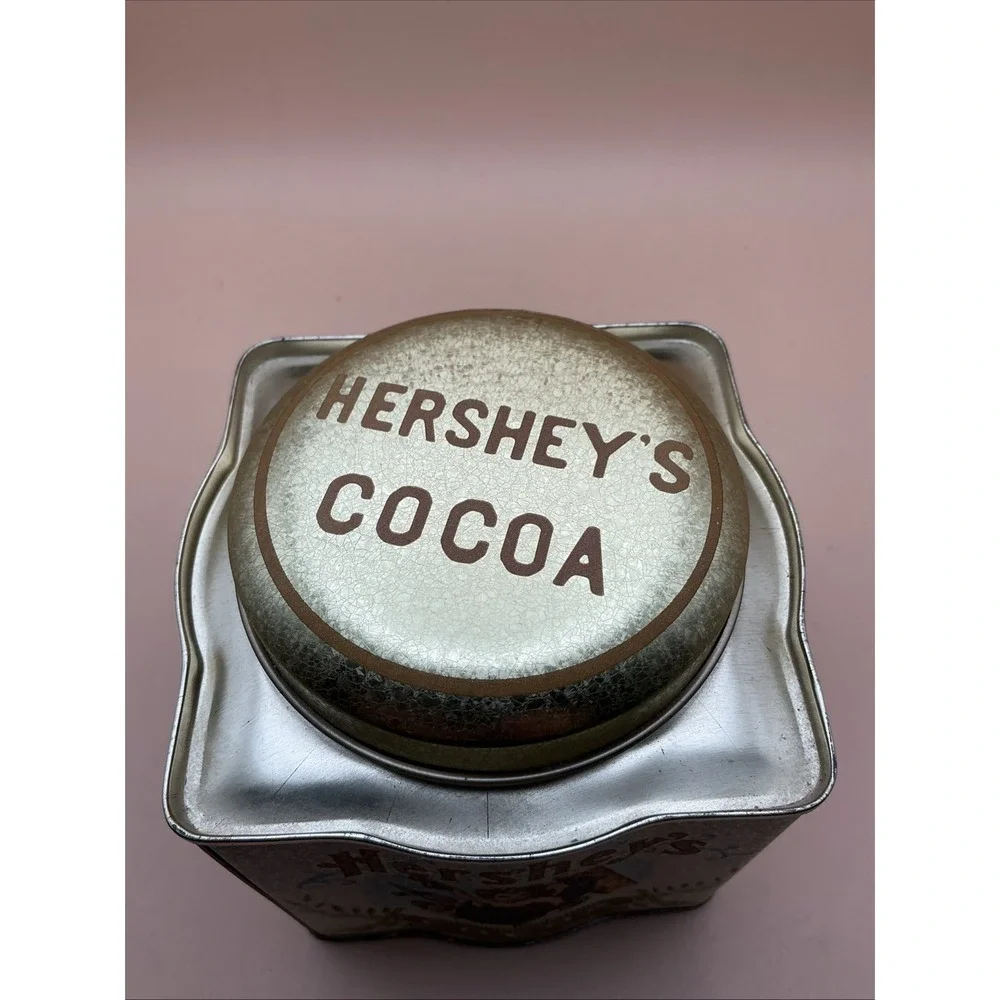Vtg Hershey's Cocoa Advertising Tin Brown Gold Cream Bristol Ware Collectible‎